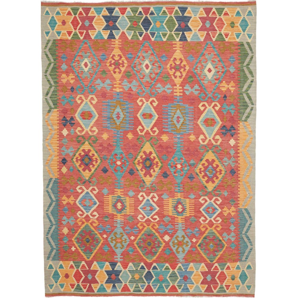 Tappeto Kilim Afghanistan marrone azzurro 178x245