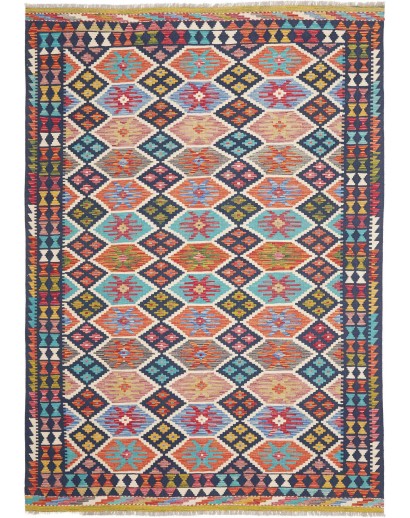 Tappeto Kilim Afghanistan marrone bianco 179x253