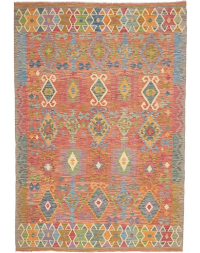 Tappeto Kilim Afghanistan marrone azzurro 169x247