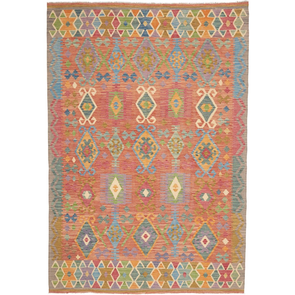Tappeto Kilim Afghanistan marrone azzurro 169x247