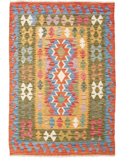 Tappeto Kilim Afghanistan marrone bianco 99x143