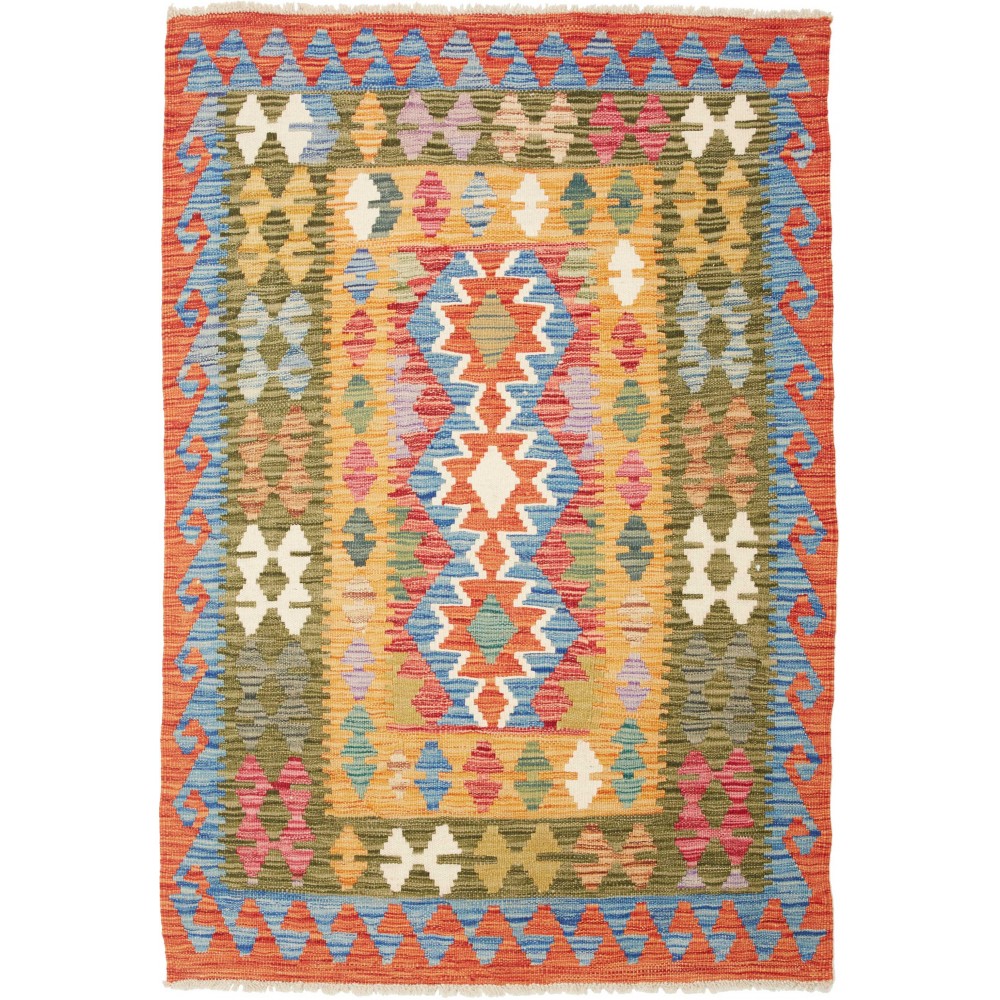 Tappeto Kilim Afghanistan marrone bianco 99x143