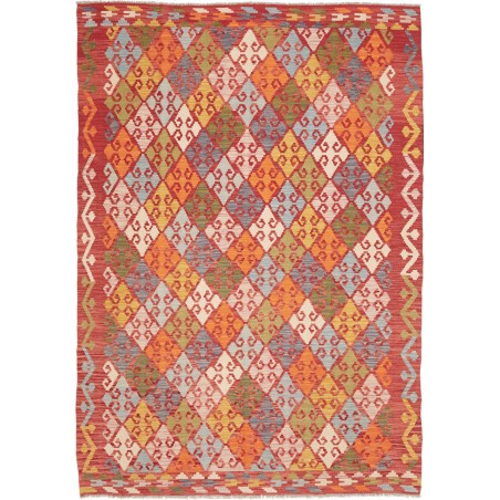 Tappeto Kilim Afghanistan rosso giallo 176x250