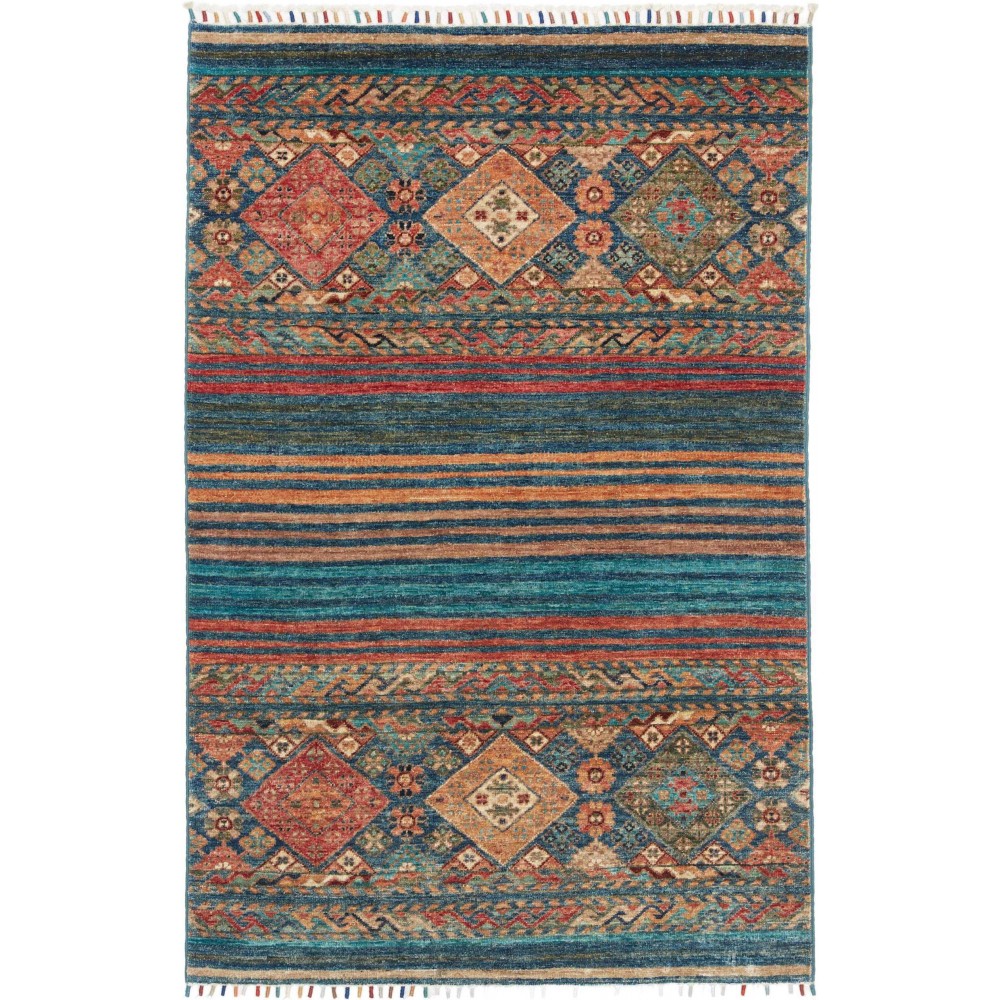 Tappeto Rubin Pakistan azzurro arancione 99x151