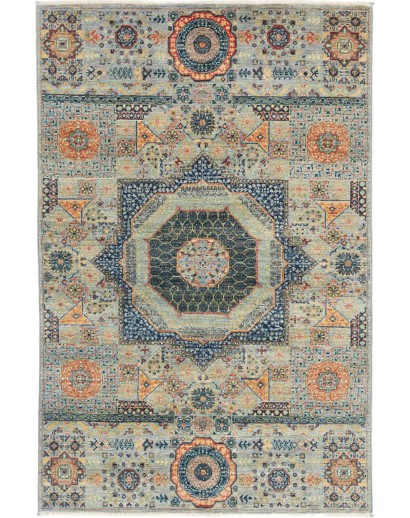 Tappeto Mamlouk Pakistan marrone azzurro 102x155