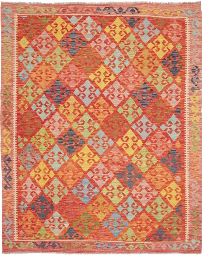 Tappeto Kilim Afghanistan arancione bianco 190x235