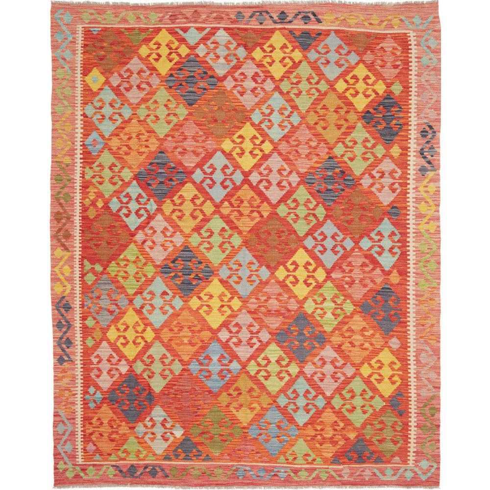 Tappeto Kilim Afghanistan arancione bianco 190x235