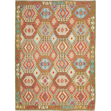 Tappeto Kilim Afghanistan marrone giallo 180x246