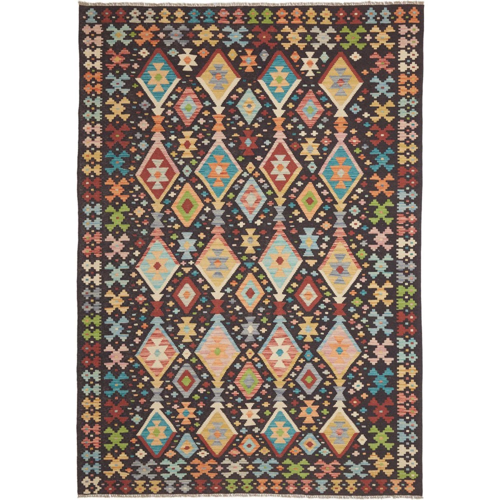 Tappeto Kilim Afghanistan grigio azzurro 177x252