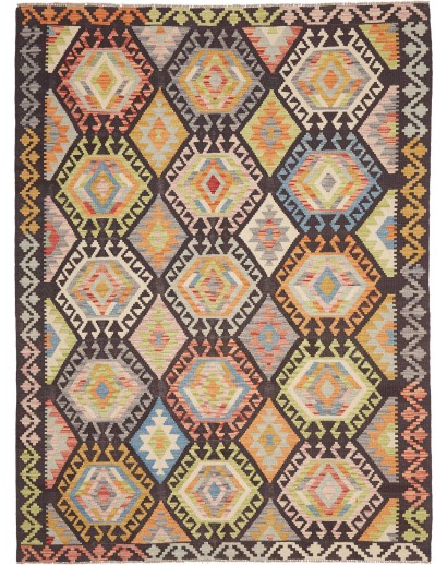 Tappeto Kilim Afghanistan marrone grigio 174x231