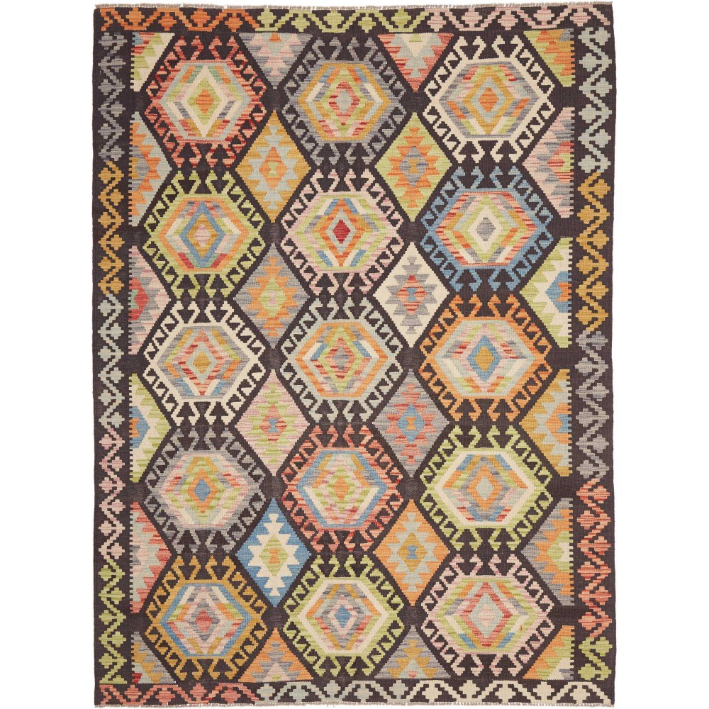 Tappeto Kilim Afghanistan marrone grigio 174x231