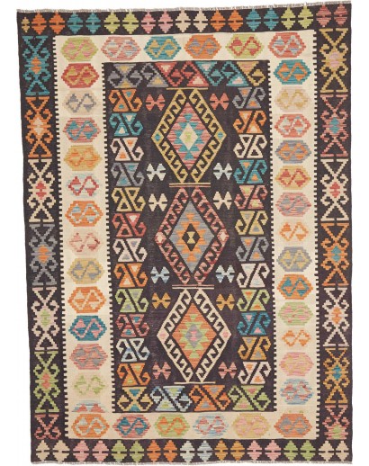Tappeto Kilim Afghanistan marrone grigio 175x242
