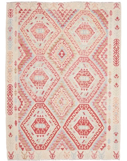 Tappeto Kilim Afghanistan bianco rosso 180x238