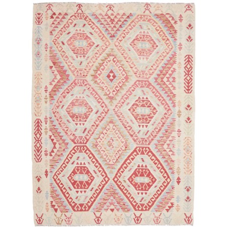 Tappeto Kilim Afghanistan bianco rosso 180x238