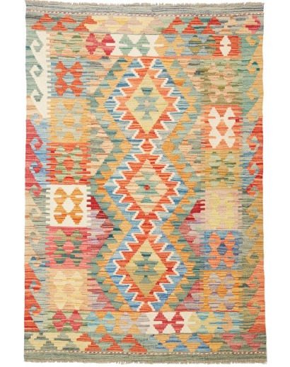 Tappeto Kilim Afghanistan marrone azzurro 98x146