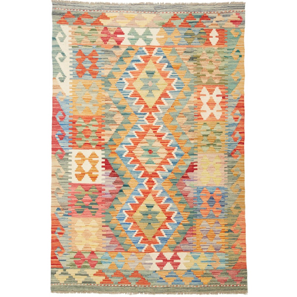 Tappeto Kilim Afghanistan marrone azzurro 98x146