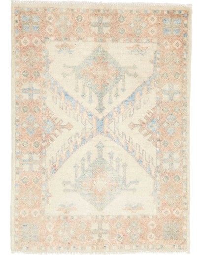 Tappeto Kazak Afghanistan bianco giallo 65x88