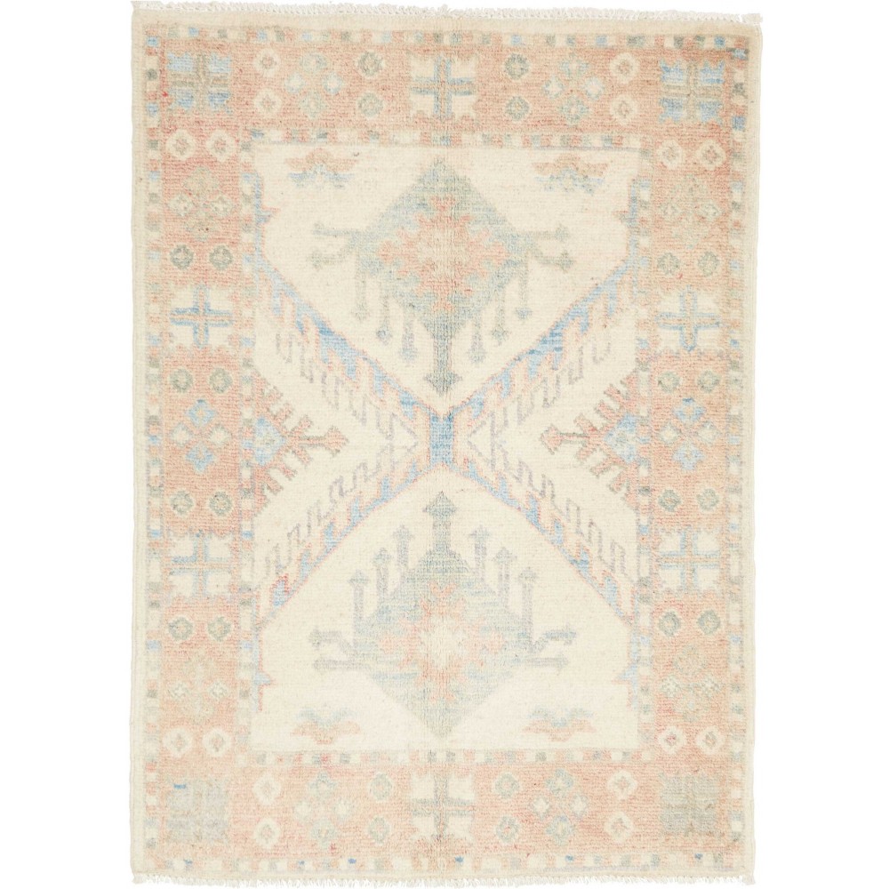 Tappeto Kazak Afghanistan bianco giallo 65x88