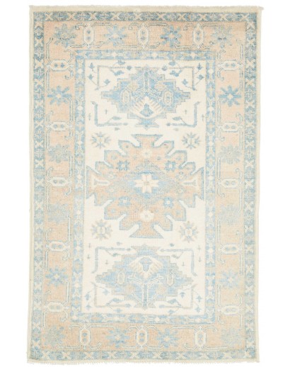 Tappeto Kazak Afghanistan bianco azzurro 76x117