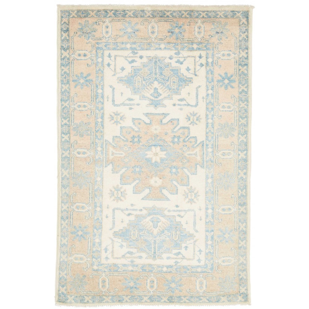 Tappeto Kazak Afghanistan bianco azzurro 76x117