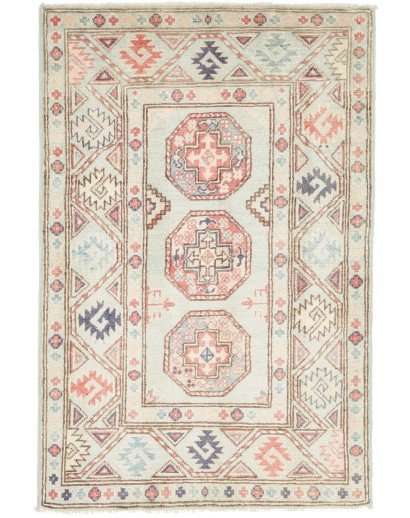 Tappeto Kazak Afghanistan bianco azzurro 83x125