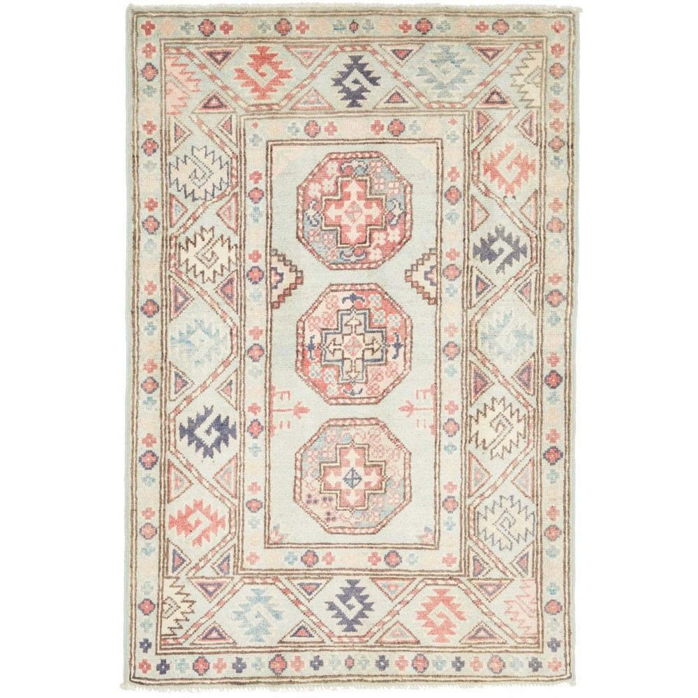 Tappeto Kazak Afghanistan bianco azzurro 83x125