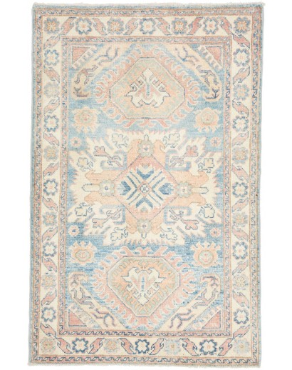 Tappeto Kazak Afghanistan bianco azzurro 81x125