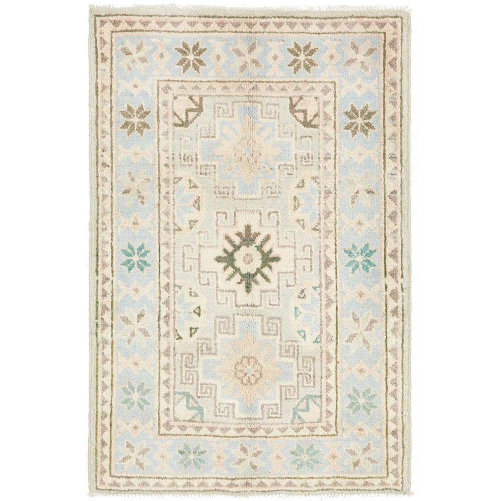 Tappeto Kazak Afghanistan bianco azzurro 62x93