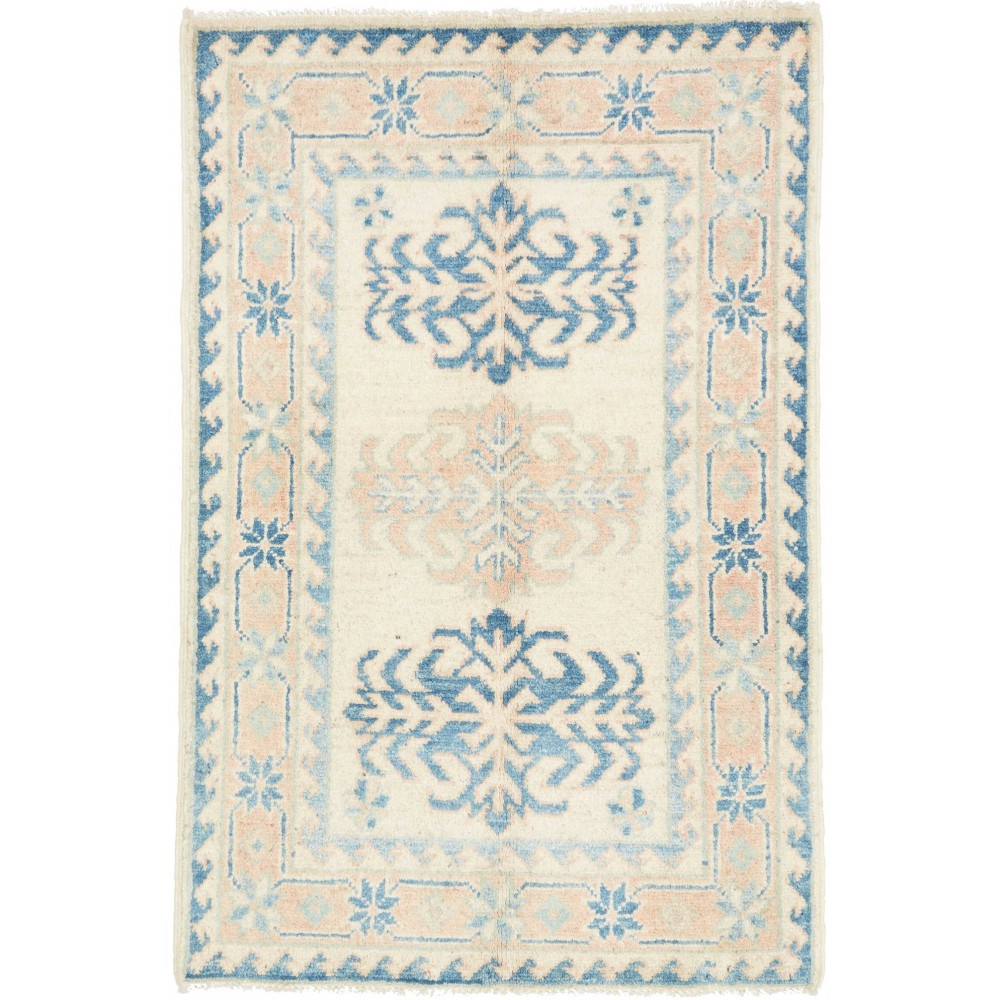 Tappeto Kazak Afghanistan bianco grigio 64x95
