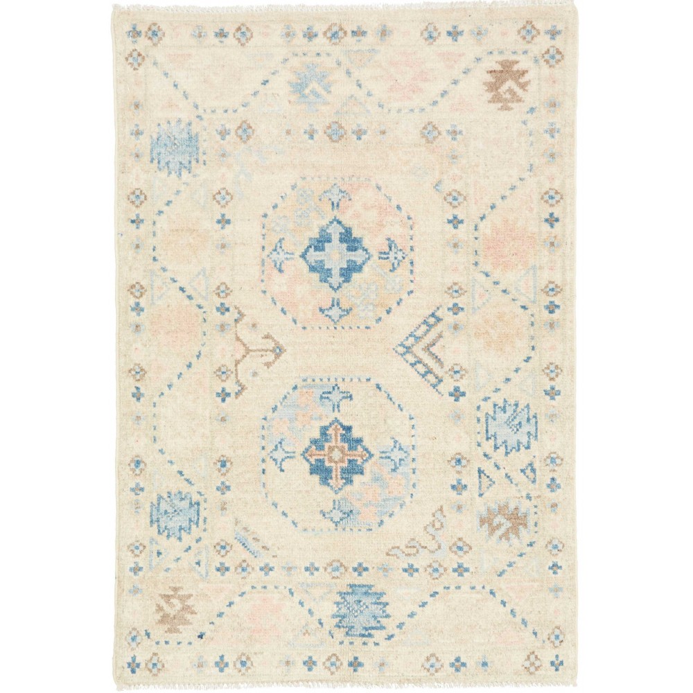 Tappeto Kazak Afghanistan bianco grigio 62x90
