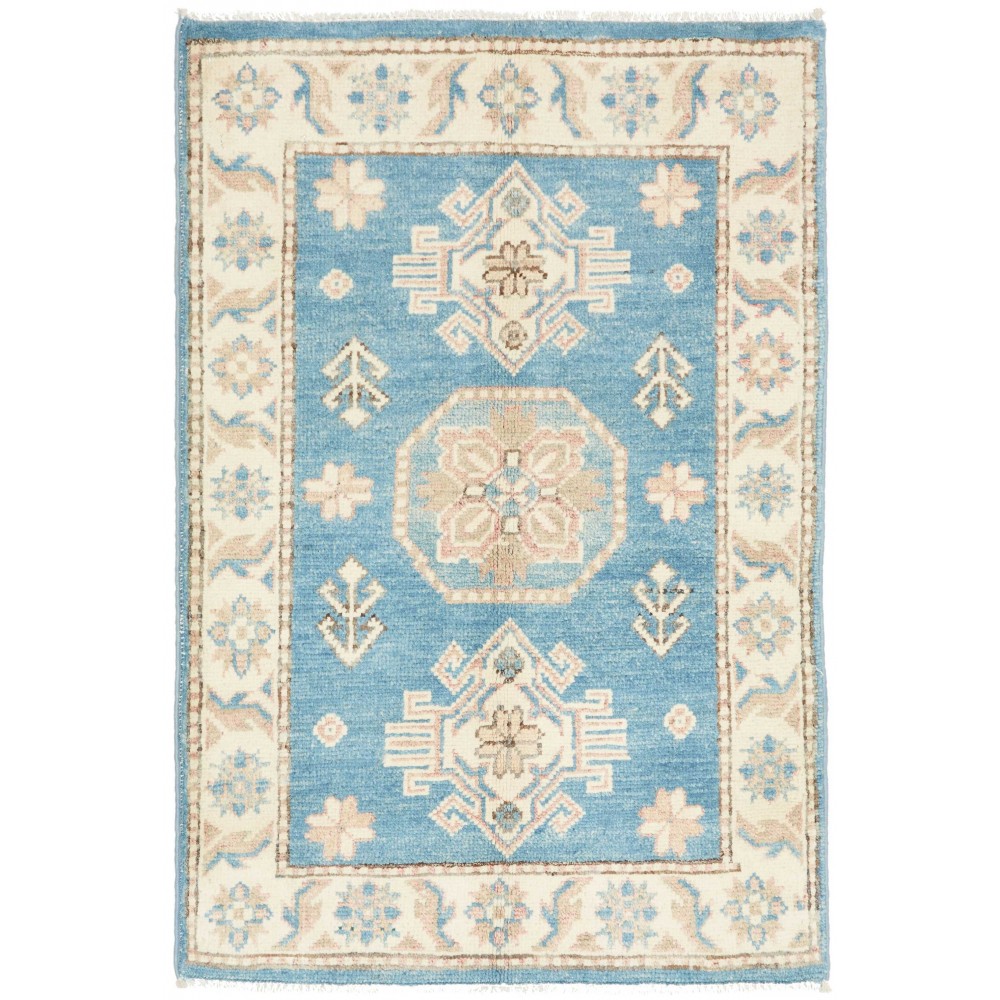 Tappeto Kazak Afghanistan beige azzurro 61x90