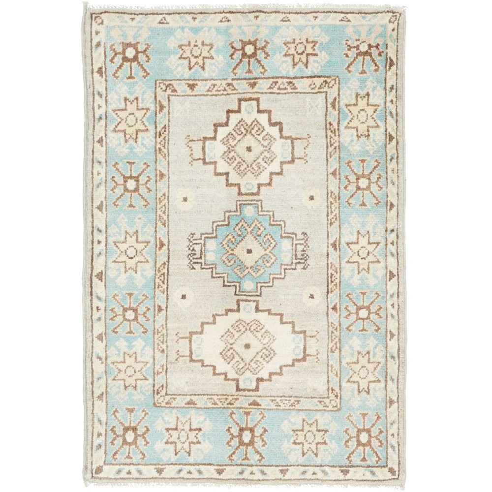 Tappeto Kazak Afghanistan bianco azzurro 63x93