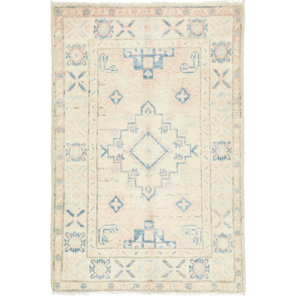Tappeto Kazak Afghanistan bianco 64x94