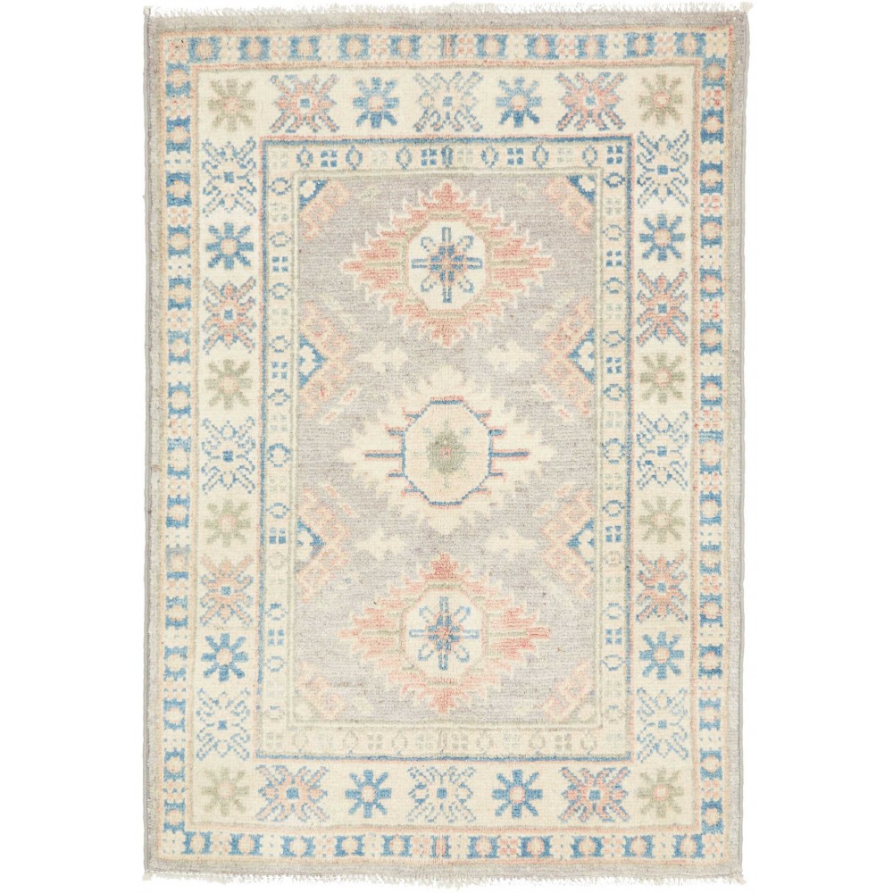 Tappeto Kazak Afghanistan bianco grigio 65x93