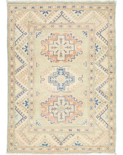 Tappeto Kazak Afghanistan giallo grigio 83x115