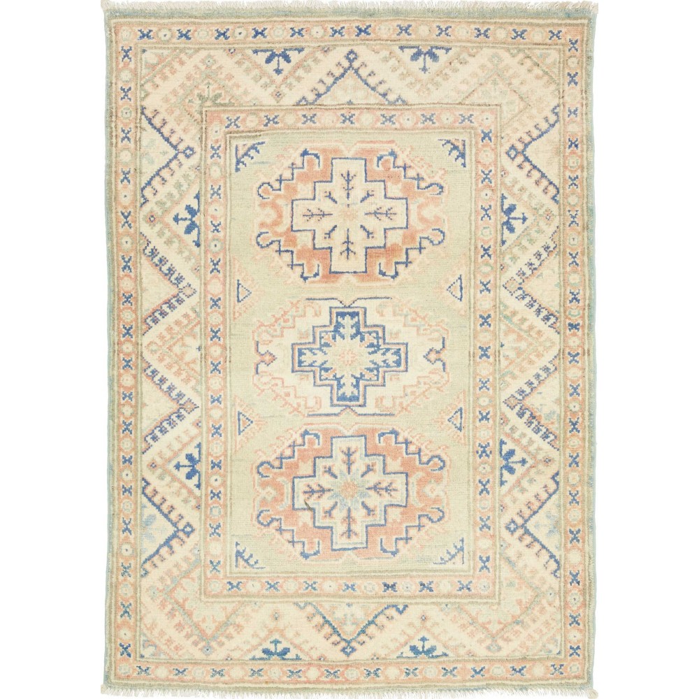 Tappeto Kazak Afghanistan giallo grigio 83x115
