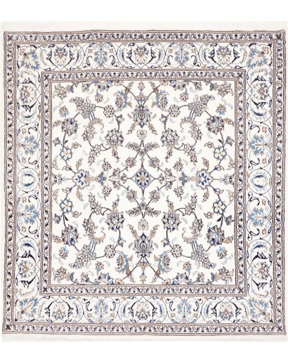 Tappeto Nain Kashmar Persia bianco azzurro 195x206