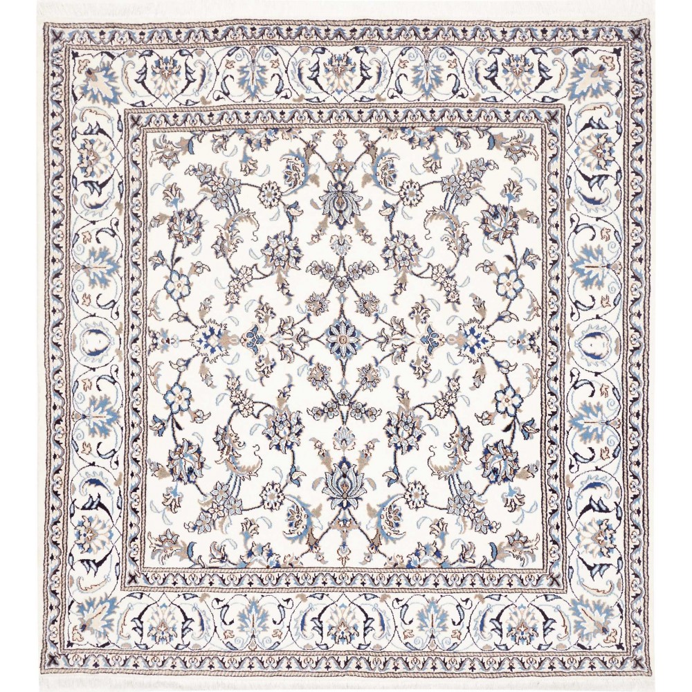 Tappeto Nain Kashmar Persia bianco azzurro 195x206