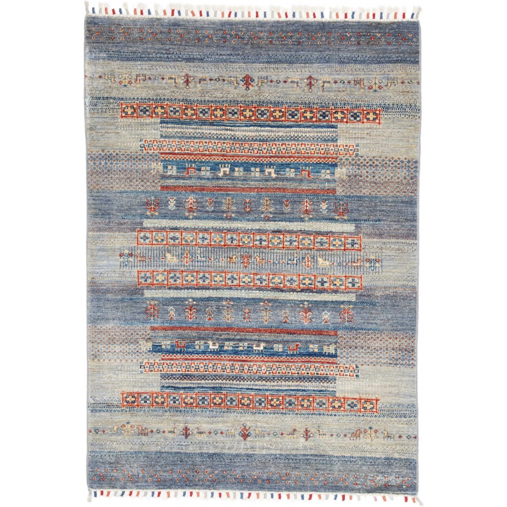 Tappeto Siva Pakistan azzurro 106x148