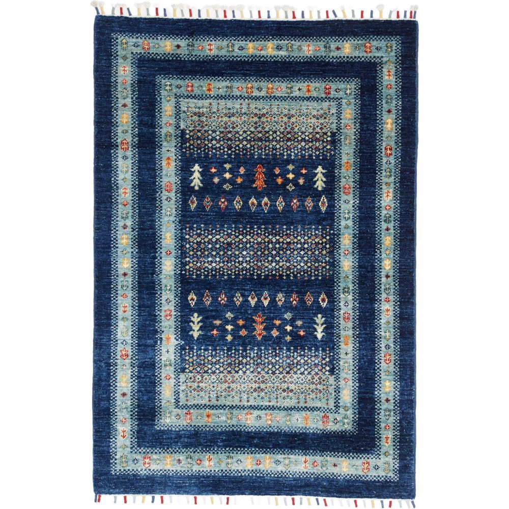 Tappeto Siva Pakistan grigio azzurro 102x150