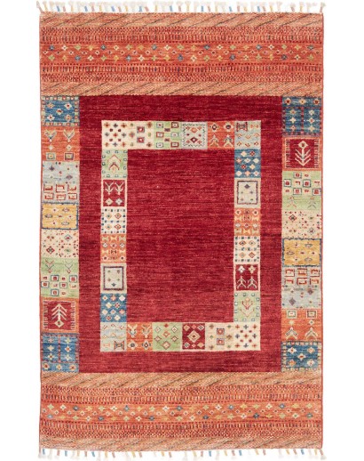 Tappeto Siva Pakistan marrone giallo 101x153