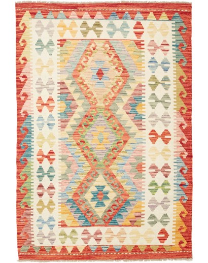 Tappeto Kilim Afghanistan giallo arancione 103x150