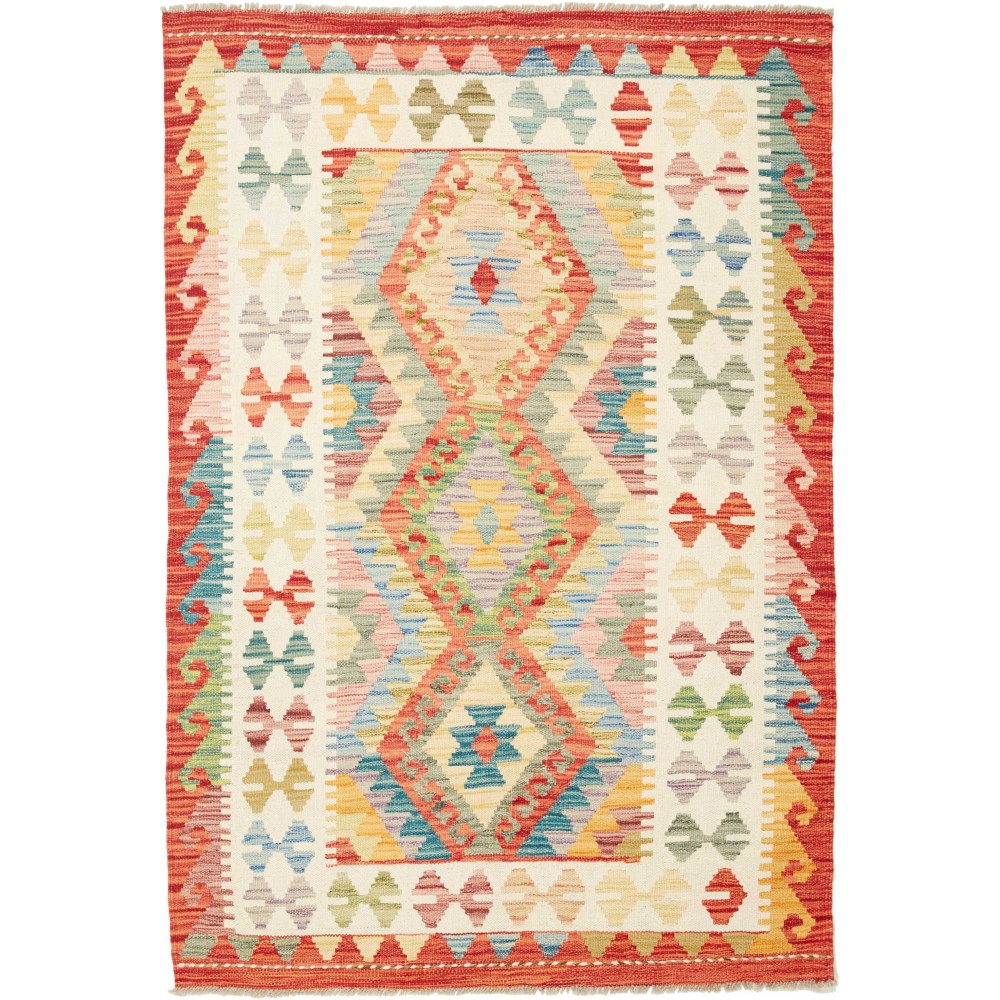 Tappeto Kilim Afghanistan giallo arancione 103x150