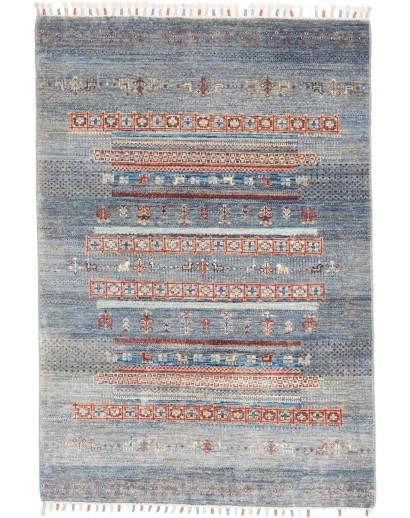 Tappeto Siva Pakistan azzurro grigio 103x147