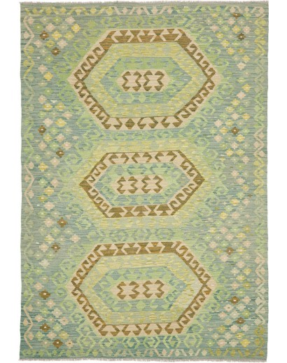 Tappeto Kilim Afghanistan azzurro giallo 169x248
