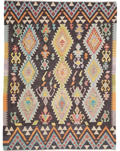 Tappeto Kilim Afghanistan marrone grigio 180x239