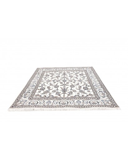 Tappeto Nain Kashmar Persia bianco azzurro 195x206