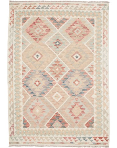 Tappeto Kilim Afghanistan bianco giallo 170x245