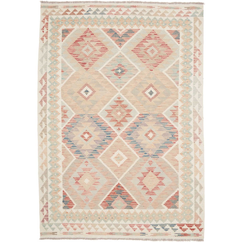 Tappeto Kilim Afghanistan bianco giallo 170x245