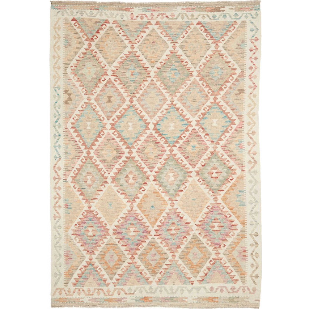 Tappeto Kilim Afghanistan bianco marrone 169x244